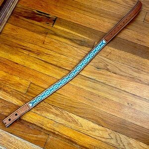 Western beaded leather belt Size 28